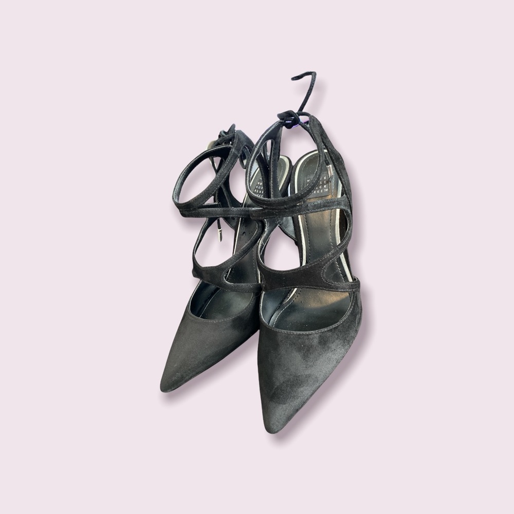 Black straps heels